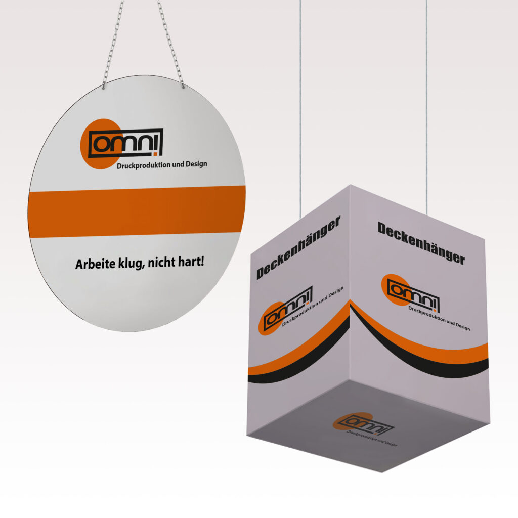 Deckenhaenger, omnidruck, logo, Polystyrol-Kunststoff, 4c