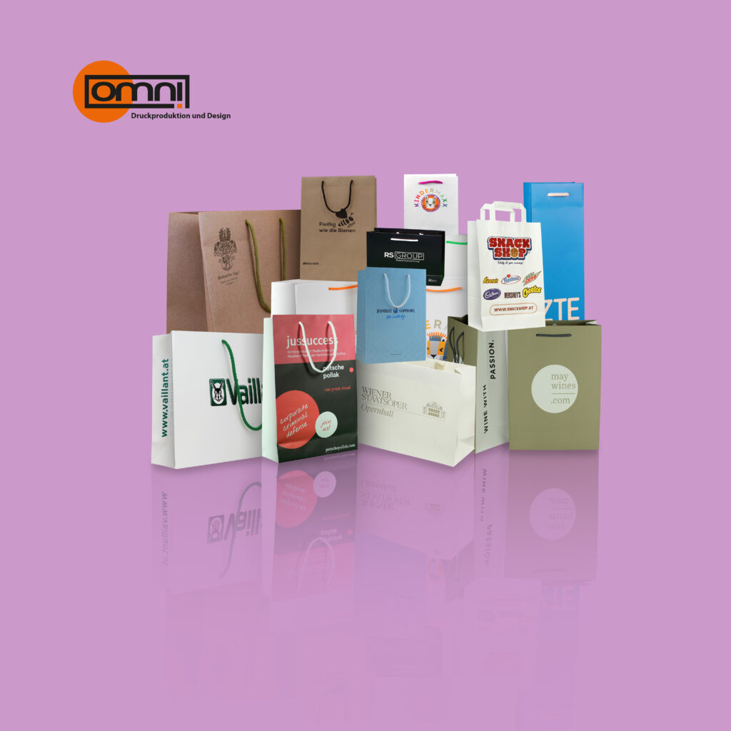 Papiertaschen in verschieden Formaten und Farben. In vielen Bereichen verwendbar und praktisch. Ihr Markenbotschaft, Design oder Logo könnte hier drauf stehen.