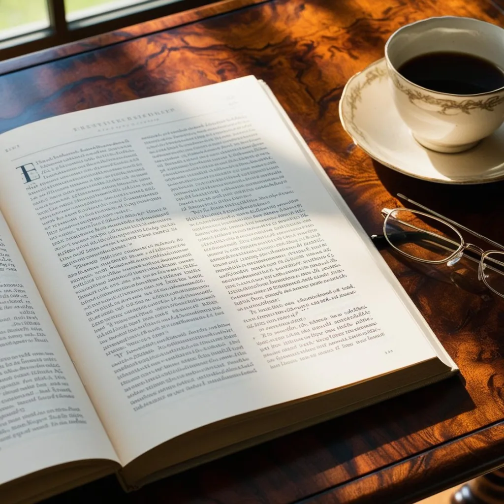 Offenes Buch mit klarer Typografie und großzügigem Satzspiegel