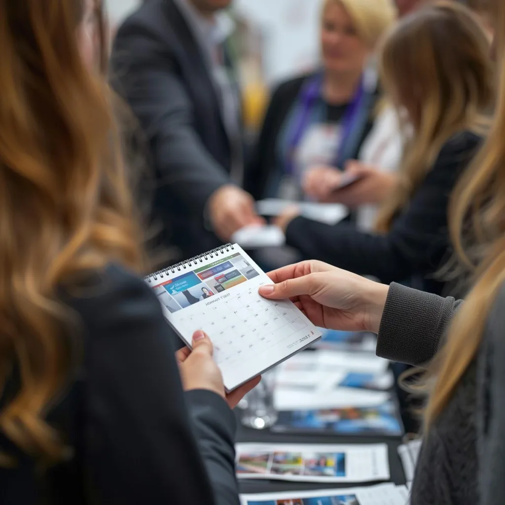 Kalender auf Messe als Giveaway