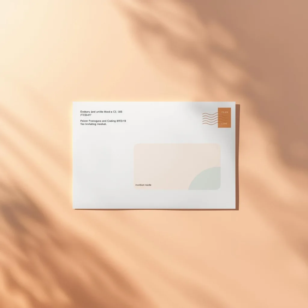 Kuvert mit dezentem Teaser und Absender